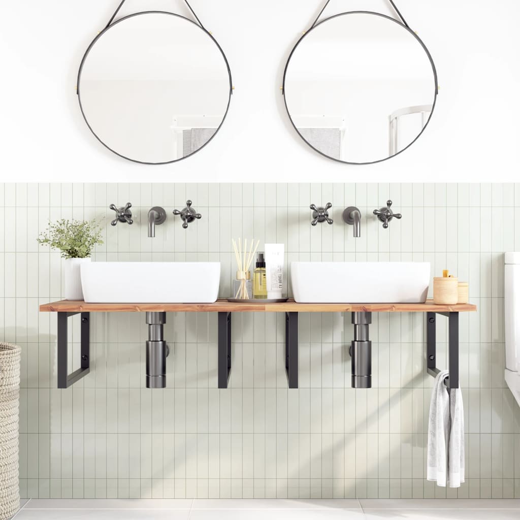 Badkamer wandschap staal en massief acaciahout is nu te koop bij PeponiXL, paradijselijk wonen!