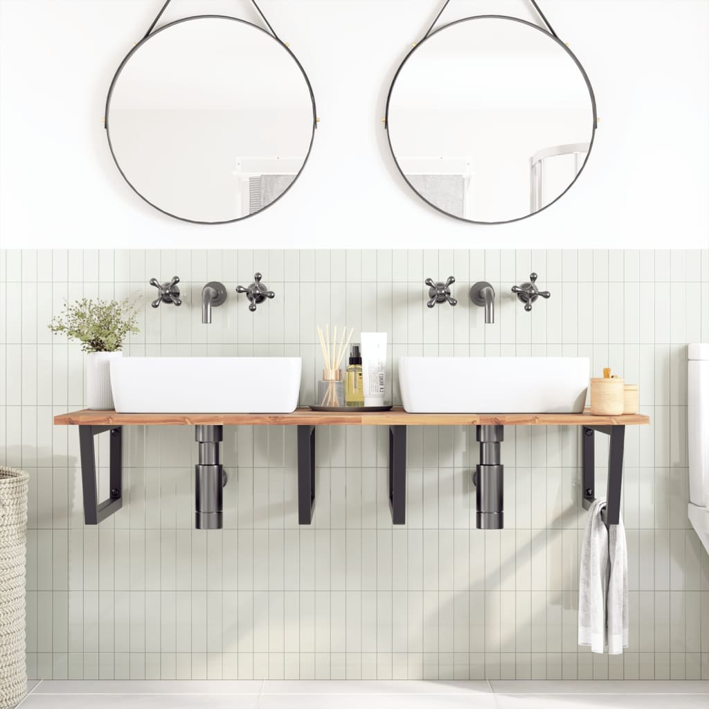 Badkamer wandschap staal en massief acaciahout is nu te koop bij PeponiXL, paradijselijk wonen!