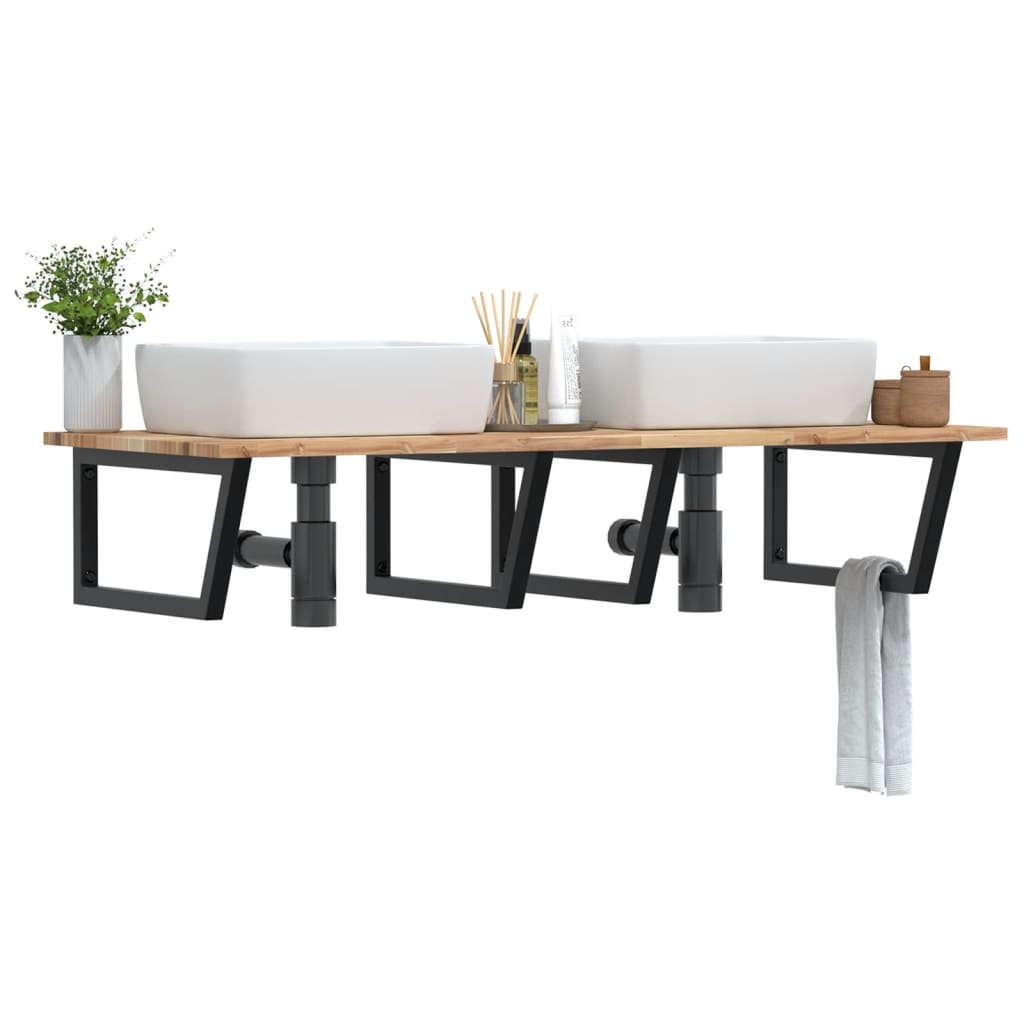 Badkamer wandschap staal en massief acaciahout is nu te koop bij PeponiXL, paradijselijk wonen!