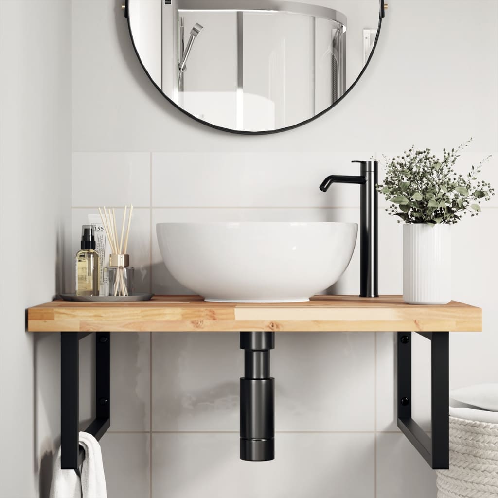 Badkamer wandschap staal en massief acaciahout is nu te koop bij PeponiXL, paradijselijk wonen!