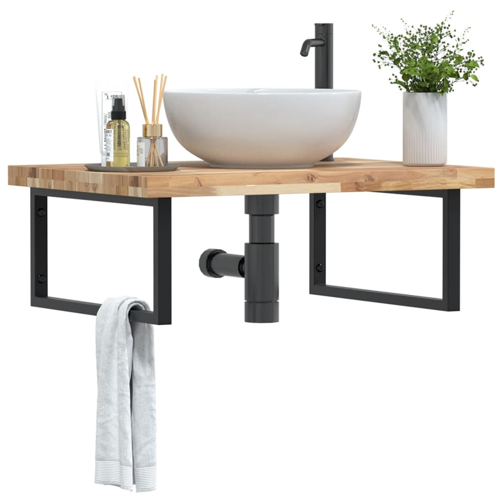 Badkamer wandschap staal en massief acaciahout is nu te koop bij PeponiXL, paradijselijk wonen!