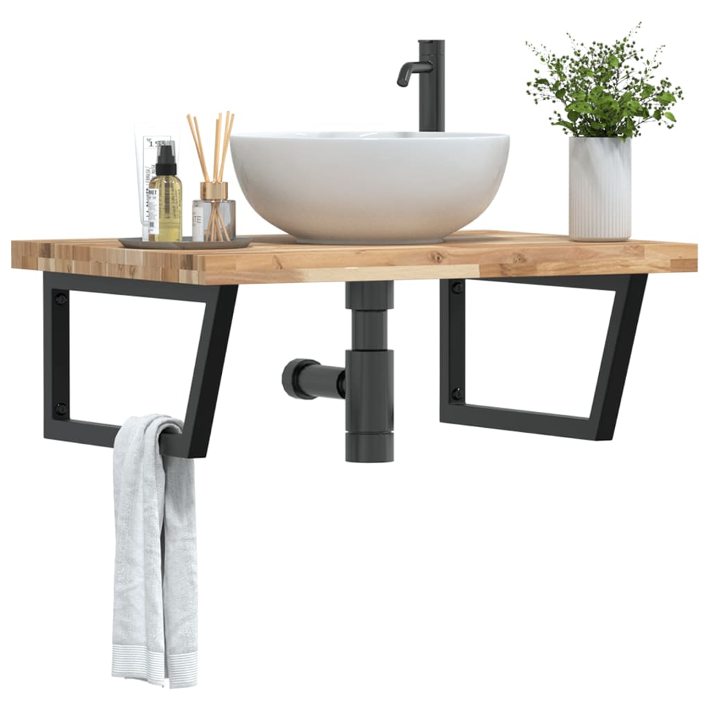 Badkamer wandschap staal en massief acaciahout is nu te koop bij PeponiXL, paradijselijk wonen!