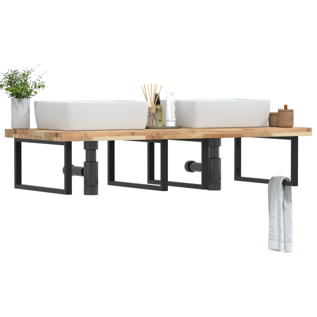 Badkamer wandschap staal en massief acaciahout is nu te koop bij PeponiXL, paradijselijk wonen!