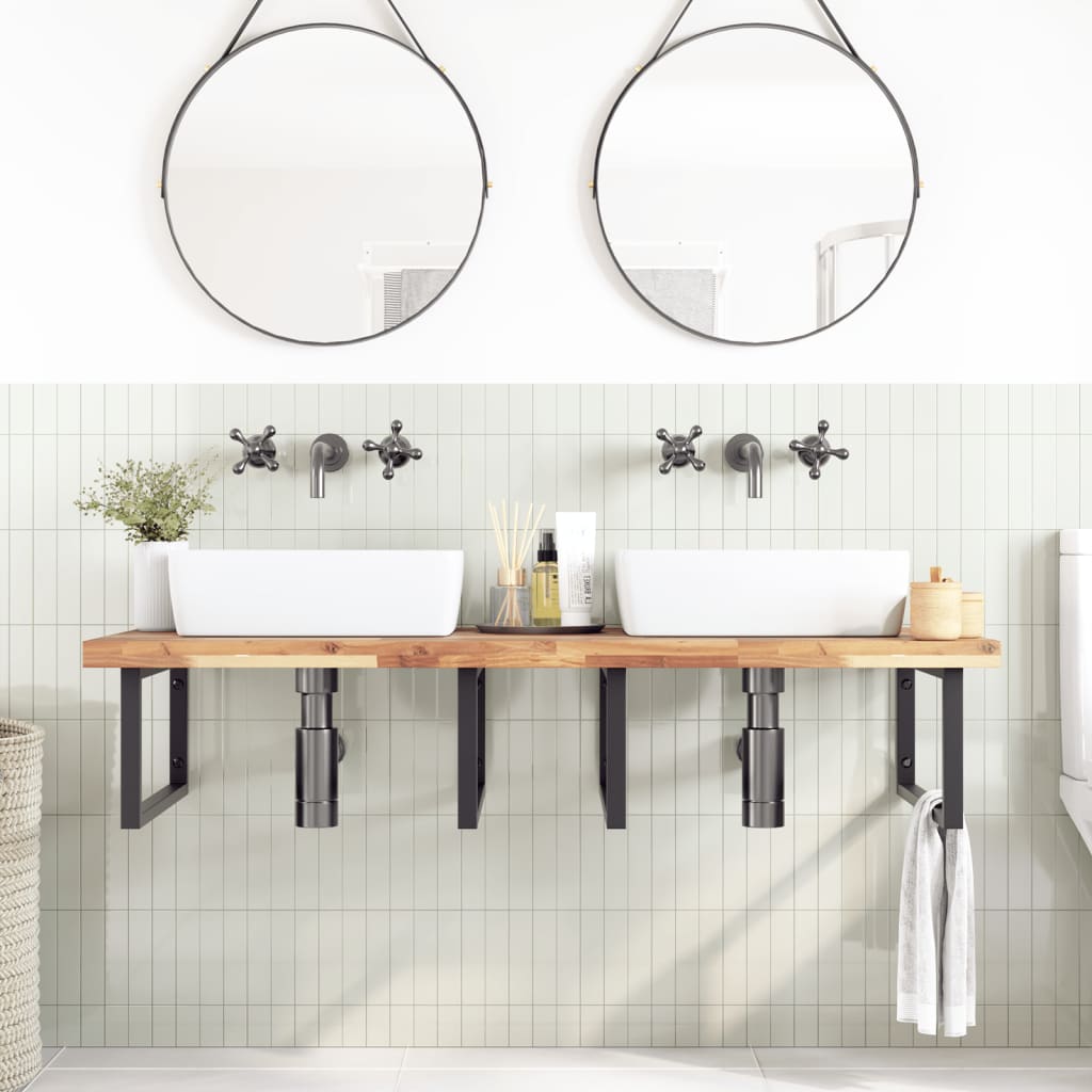 Badkamer wandschap staal en massief acaciahout is nu te koop bij PeponiXL, paradijselijk wonen!