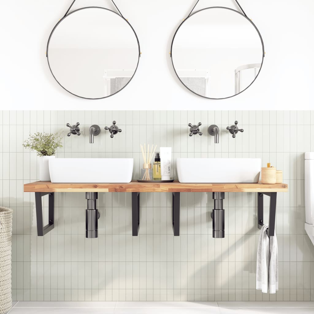 Badkamer wandschap staal en massief acaciahout is nu te koop bij PeponiXL, paradijselijk wonen!