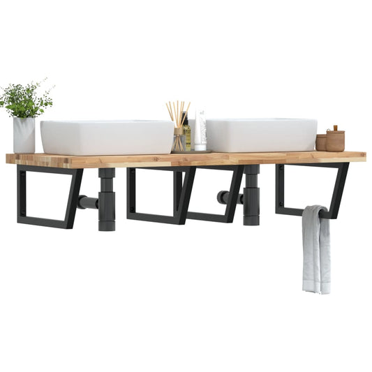 Badkamer wandschap staal en massief acaciahout is nu te koop bij PeponiXL, paradijselijk wonen!