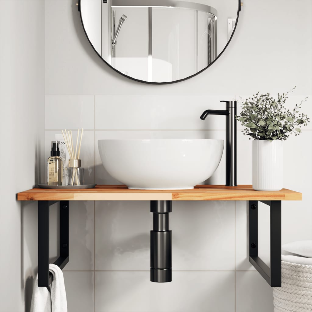 Badkamer wandschap staal en massief acaciahout is nu te koop bij PeponiXL, paradijselijk wonen!