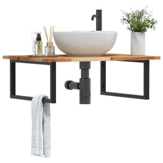 Badkamer wandschap staal en massief acaciahout is nu te koop bij PeponiXL, paradijselijk wonen!