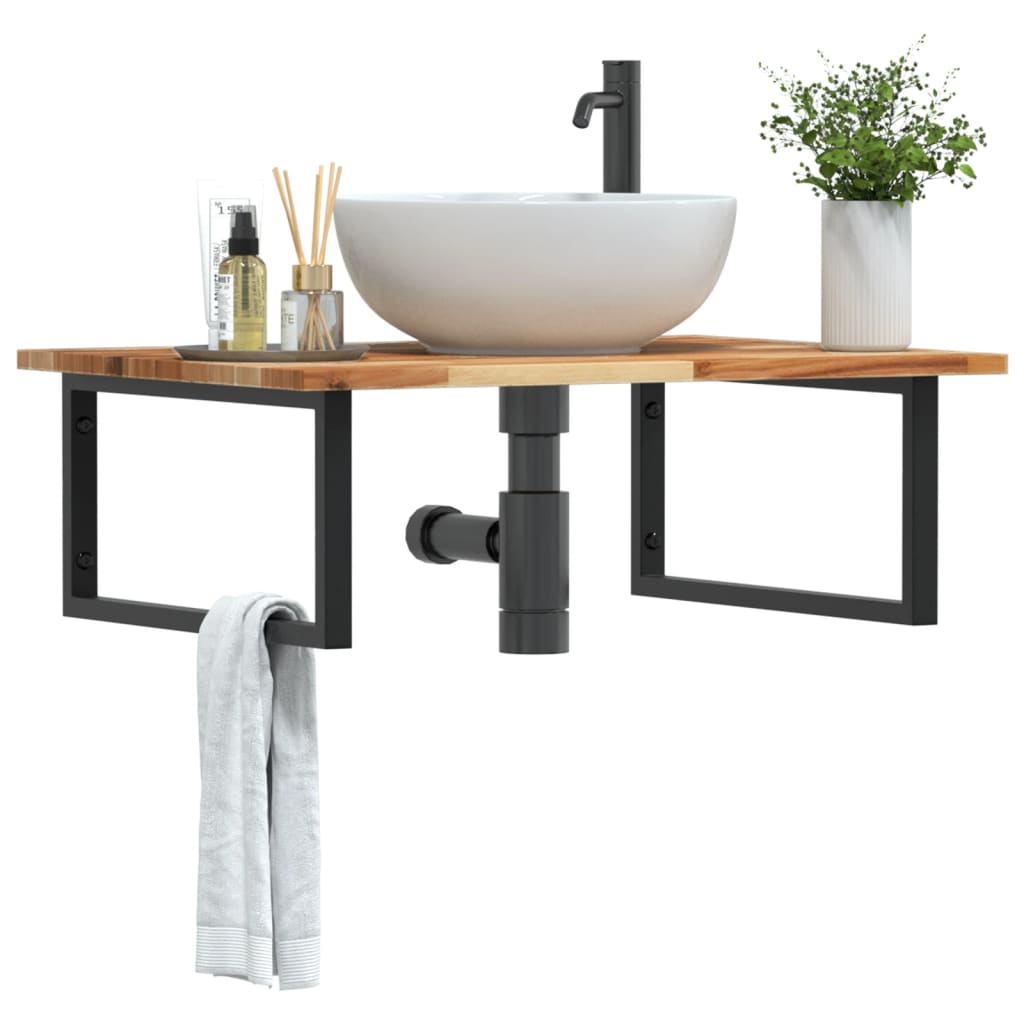 Badkamer wandschap staal en massief acaciahout is nu te koop bij PeponiXL, paradijselijk wonen!