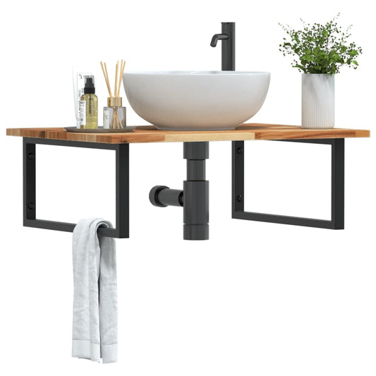 Badkamer wandschap staal en massief acaciahout is nu te koop bij PeponiXL, paradijselijk wonen!