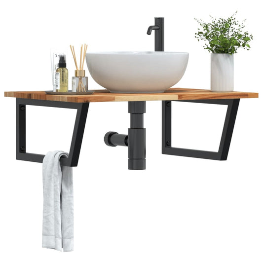 Badkamer wandschap staal en massief acaciahout is nu te koop bij PeponiXL, paradijselijk wonen!