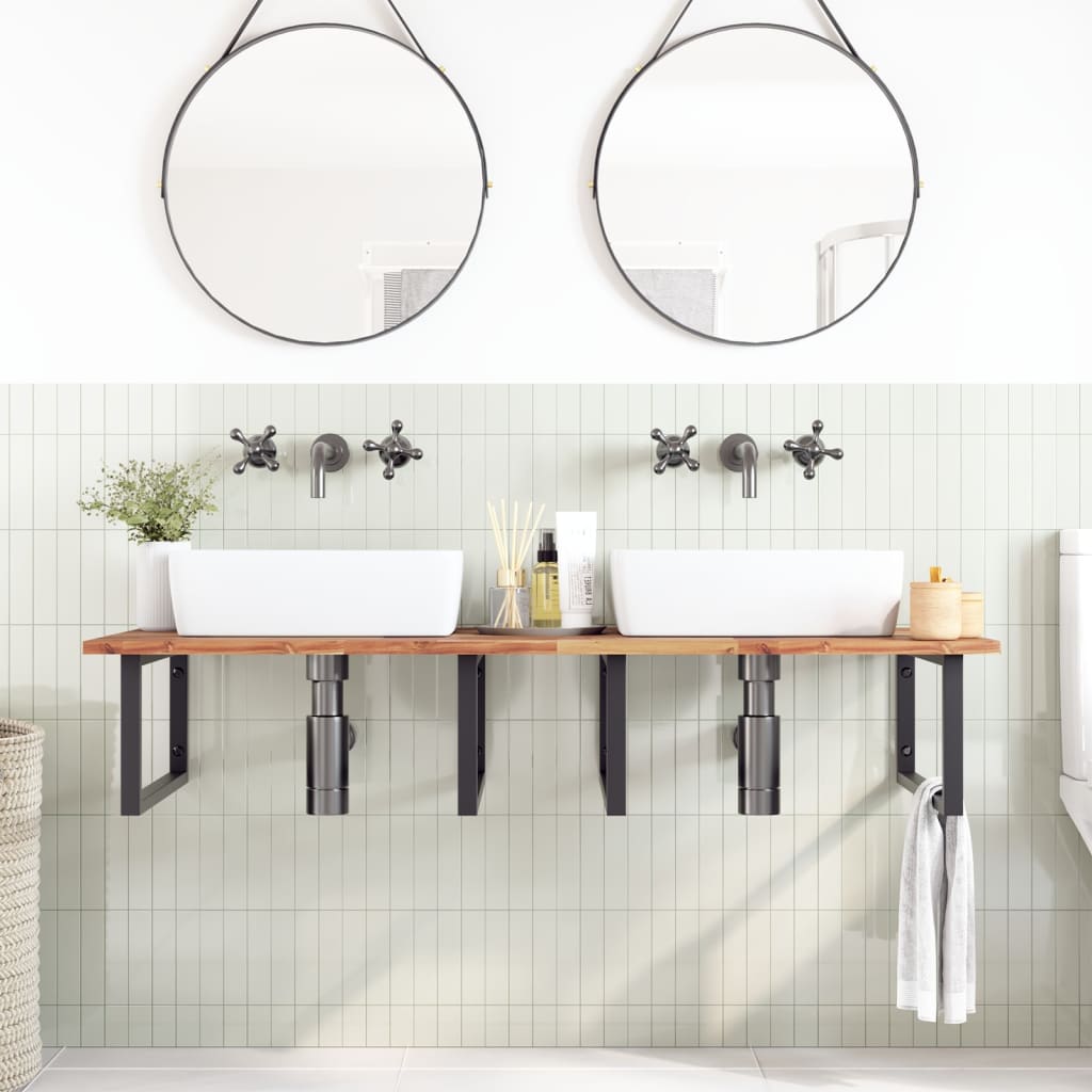 Badkamer wandschap staal en massief acaciahout is nu te koop bij PeponiXL, paradijselijk wonen!
