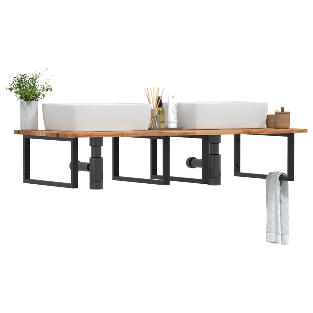 Badkamer wandschap staal en massief acaciahout is nu te koop bij PeponiXL, paradijselijk wonen!