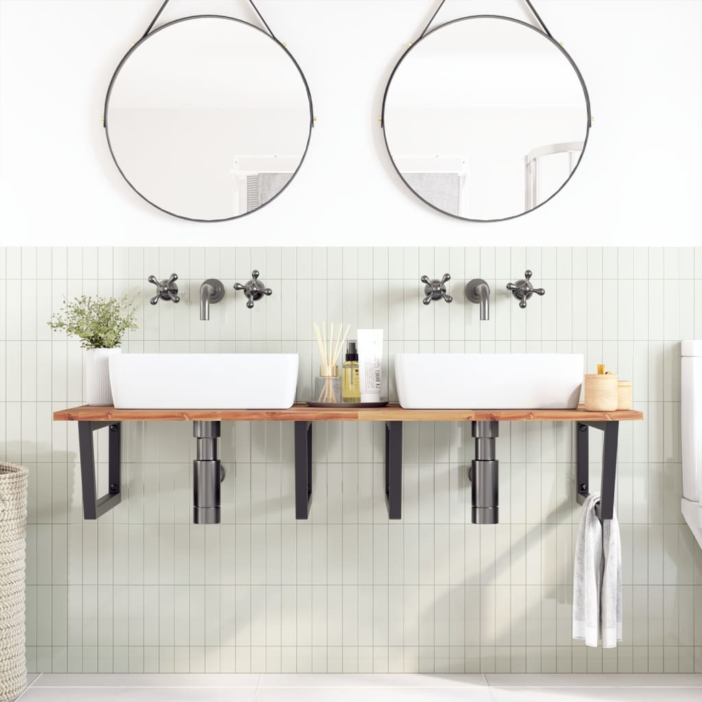 Badkamer wandschap staal en massief acaciahout is nu te koop bij PeponiXL, paradijselijk wonen!