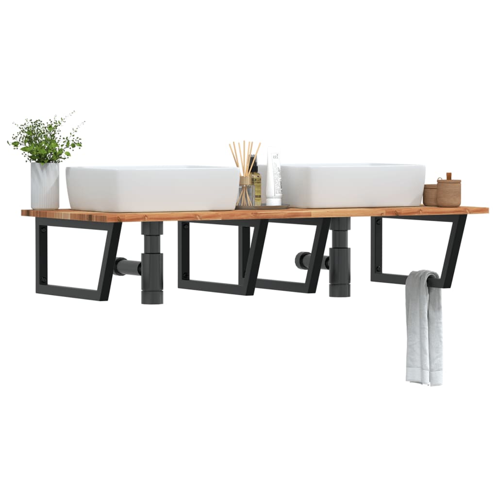 Badkamer wandschap staal en massief acaciahout is nu te koop bij PeponiXL, paradijselijk wonen!