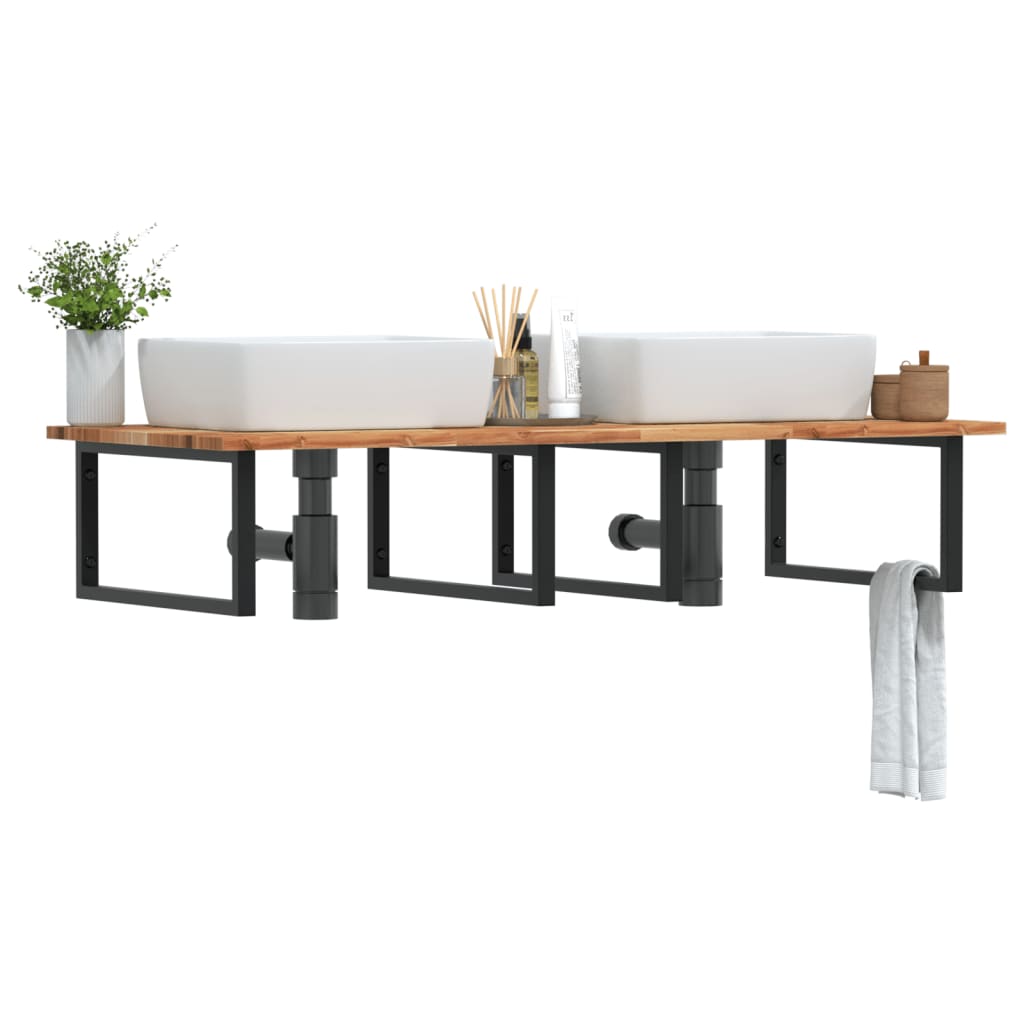 Badkamer wandschap staal en massief acaciahout is nu te koop bij PeponiXL, paradijselijk wonen!