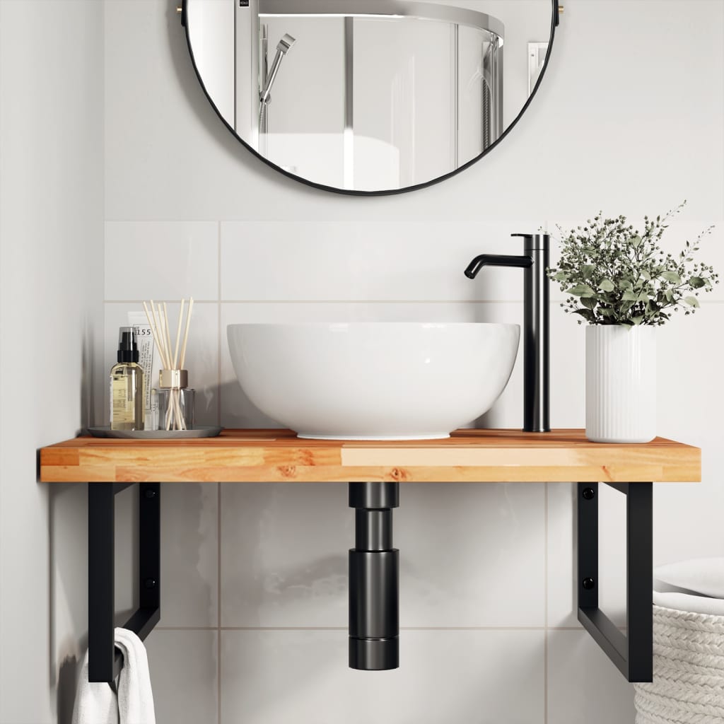 Badkamer wandschap staal en massief acaciahout is nu te koop bij PeponiXL, paradijselijk wonen!