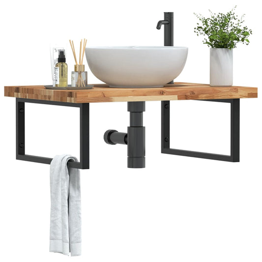 Badkamer wandschap staal en massief acaciahout is nu te koop bij PeponiXL, paradijselijk wonen!