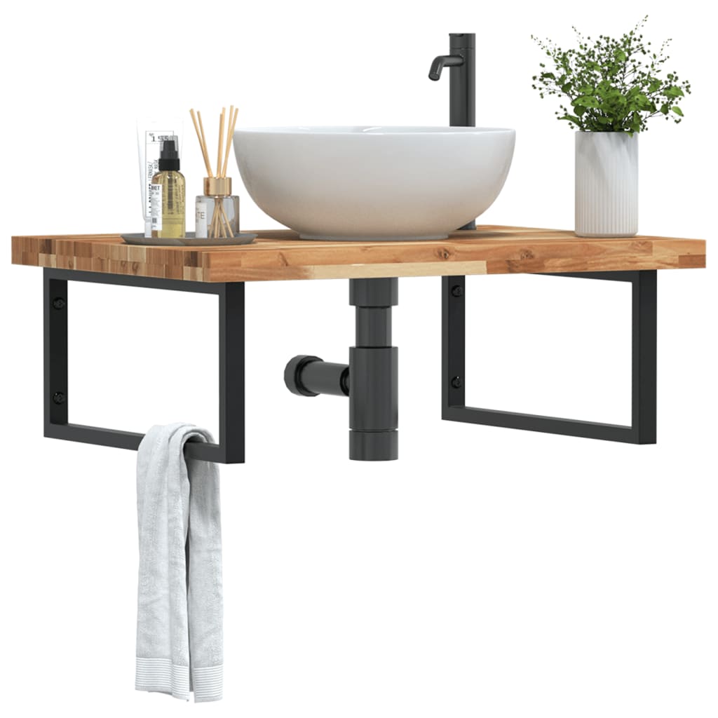 Badkamer wandschap staal en massief acaciahout is nu te koop bij PeponiXL, paradijselijk wonen!