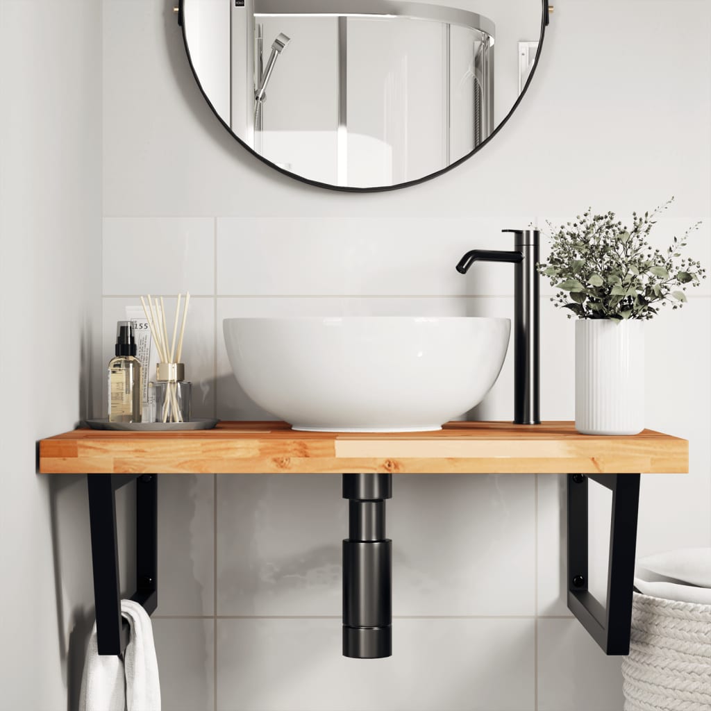 Badkamer wandschap staal en massief acaciahout is nu te koop bij PeponiXL, paradijselijk wonen!