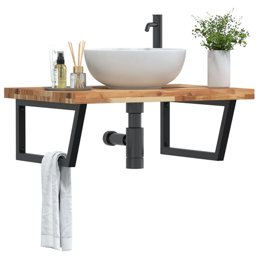 Badkamer wandschap staal en massief acaciahout is nu te koop bij PeponiXL, paradijselijk wonen!