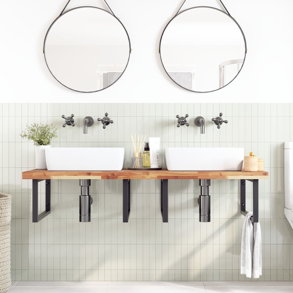 Badkamer wandschap staal en massief acaciahout is nu te koop bij PeponiXL, paradijselijk wonen!