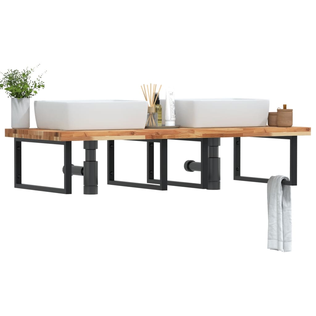 Badkamer wandschap staal en massief acaciahout is nu te koop bij PeponiXL, paradijselijk wonen!