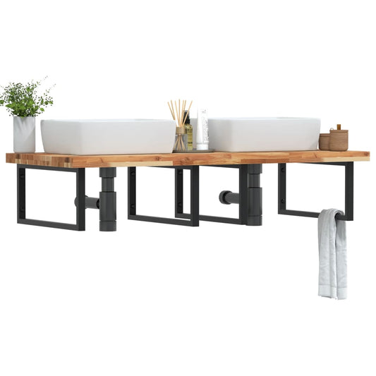 Badkamer wandschap staal en massief acaciahout is nu te koop bij PeponiXL, paradijselijk wonen!