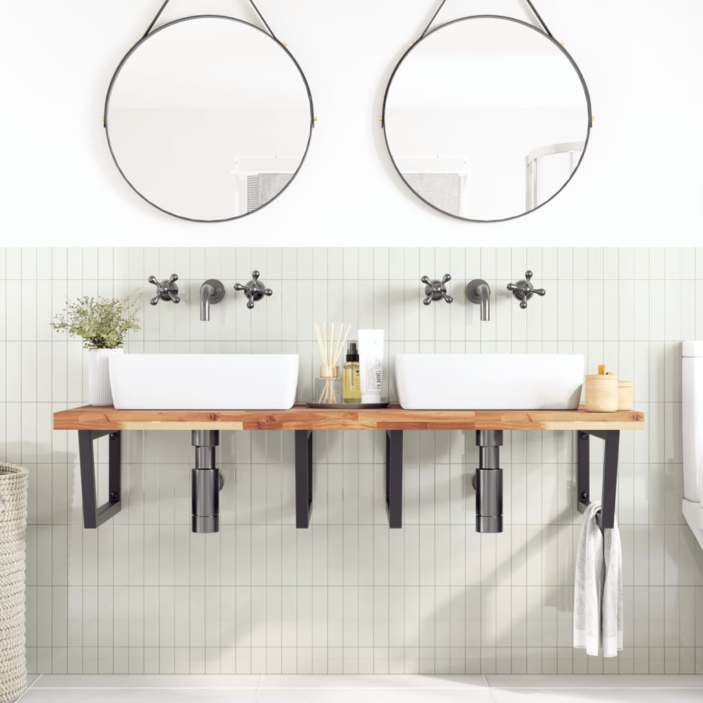 Badkamer wandschap staal en massief acaciahout is nu te koop bij PeponiXL, paradijselijk wonen!