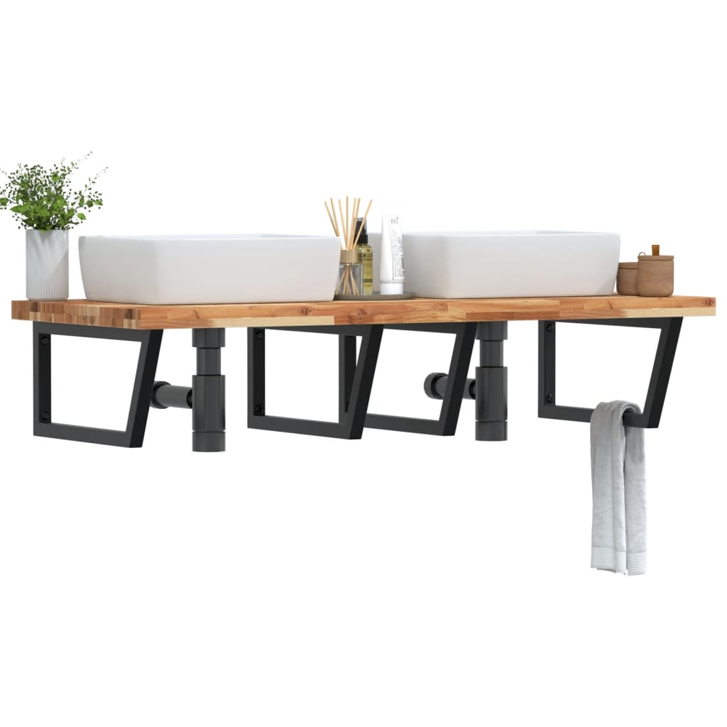 Badkamer wandschap staal en massief acaciahout is nu te koop bij PeponiXL, paradijselijk wonen!