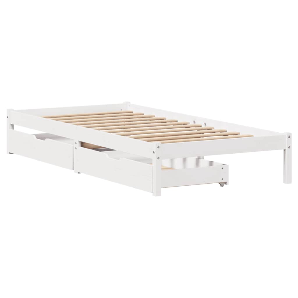 Bedframe zonder matras massief grenenhout wit 75x190 cm is nu te koop bij PeponiXL, paradijselijk wonen!