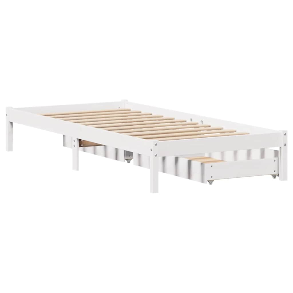 Bedframe zonder matras massief grenenhout wit 75x190 cm is nu te koop bij PeponiXL, paradijselijk wonen!