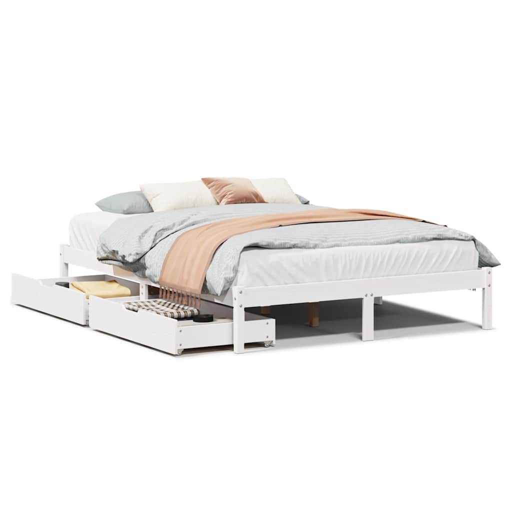 Bedframe zonder matras massief grenenhout wit 135x190 cm is nu te koop bij PeponiXL, paradijselijk wonen!