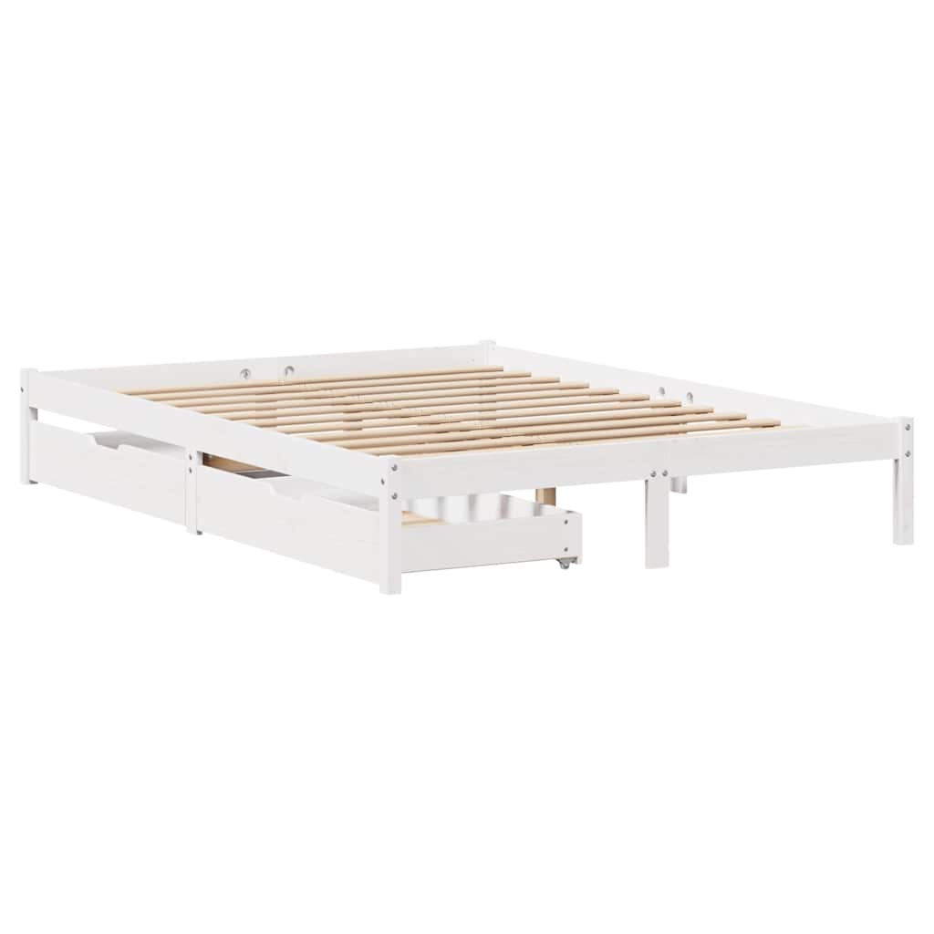 Bedframe zonder matras massief grenenhout wit 135x190 cm is nu te koop bij PeponiXL, paradijselijk wonen!