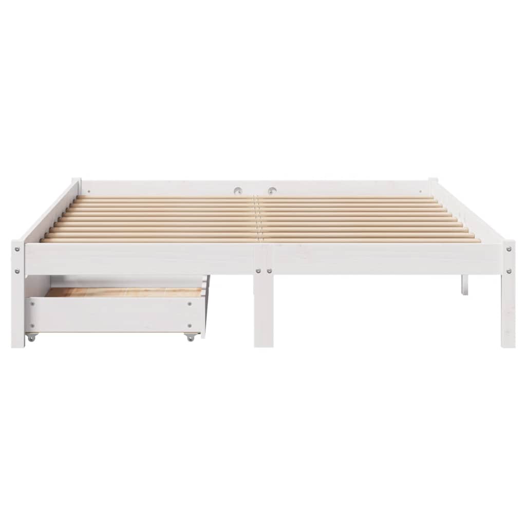 Bedframe zonder matras massief grenenhout wit 135x190 cm is nu te koop bij PeponiXL, paradijselijk wonen!