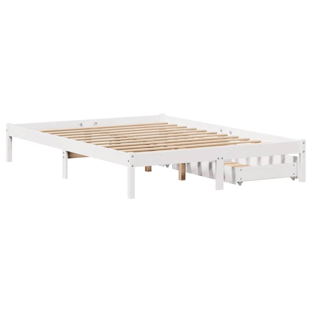 Bedframe zonder matras massief grenenhout wit 135x190 cm is nu te koop bij PeponiXL, paradijselijk wonen!