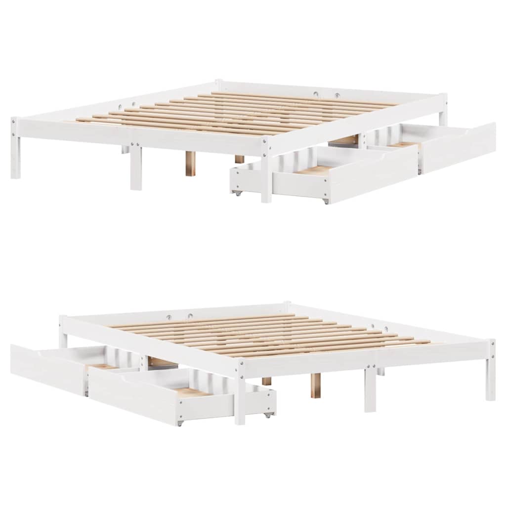 Bedframe zonder matras massief grenenhout wit 135x190 cm is nu te koop bij PeponiXL, paradijselijk wonen!