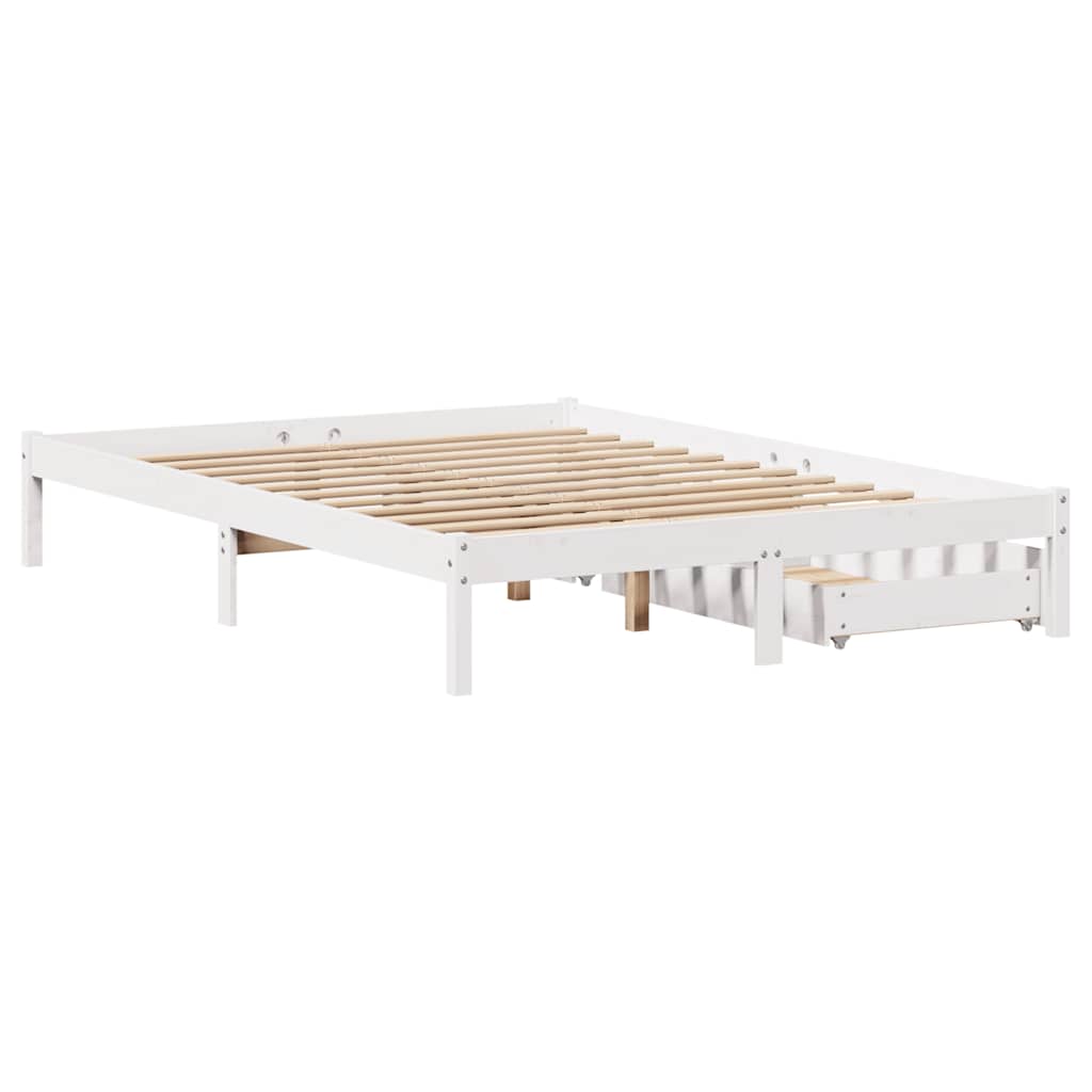 Bedframe zonder matras massief grenenhout wit 140x190 cm is nu te koop bij PeponiXL, paradijselijk wonen!