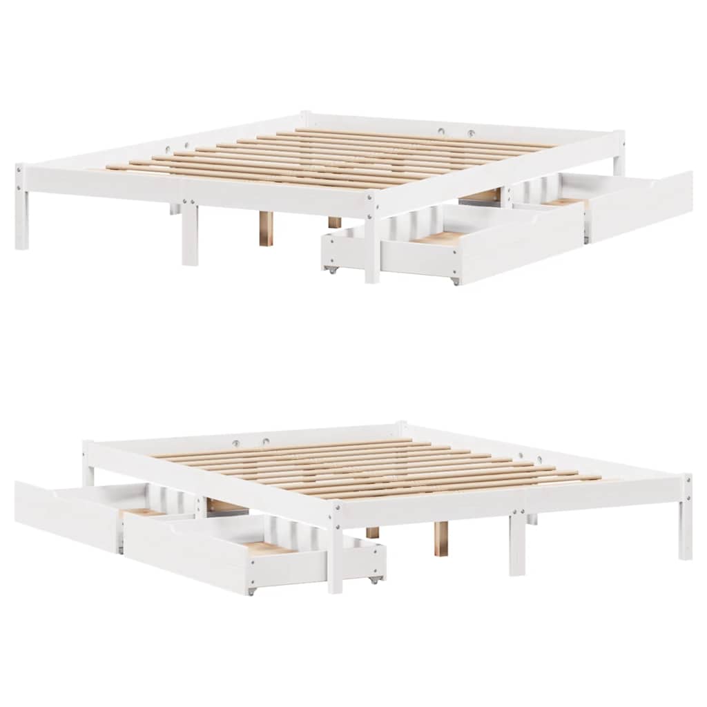 Bedframe zonder matras massief grenenhout wit 140x190 cm is nu te koop bij PeponiXL, paradijselijk wonen!