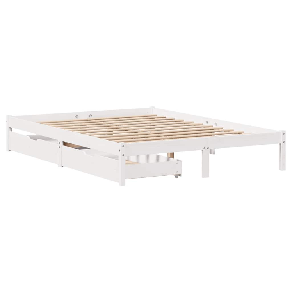 Bedframe zonder matras massief grenenhout wit 150x200 cm is nu te koop bij PeponiXL, paradijselijk wonen!