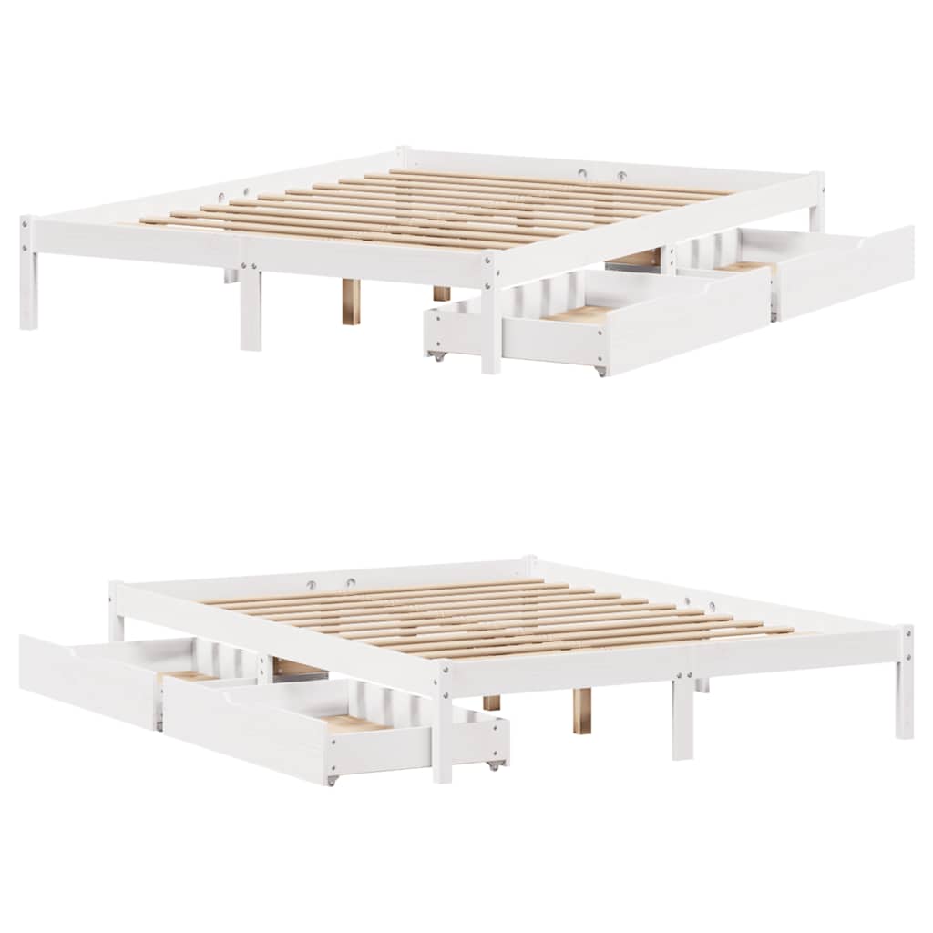 Bedframe zonder matras massief grenenhout wit 150x200 cm is nu te koop bij PeponiXL, paradijselijk wonen!