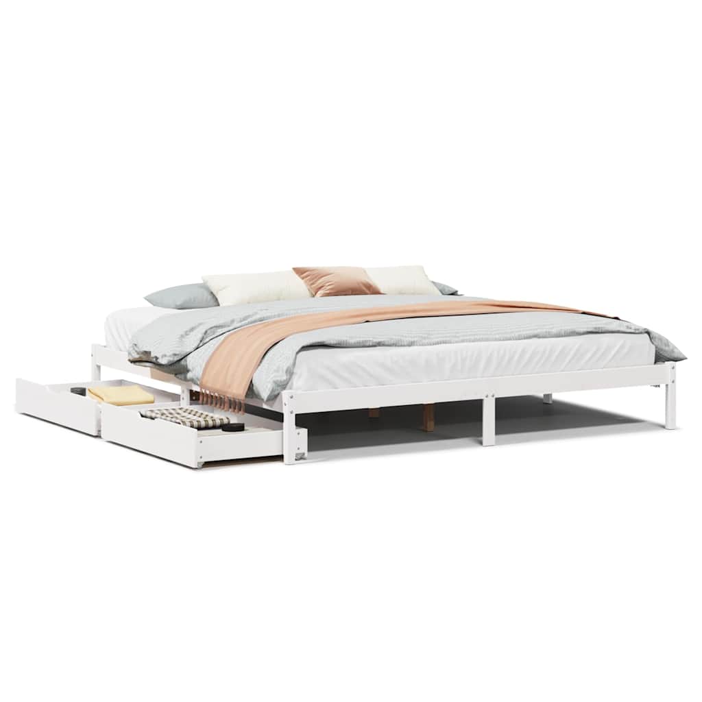 Bedframe zonder matras massief grenenhout wit 180x200 cm is nu te koop bij PeponiXL, paradijselijk wonen!