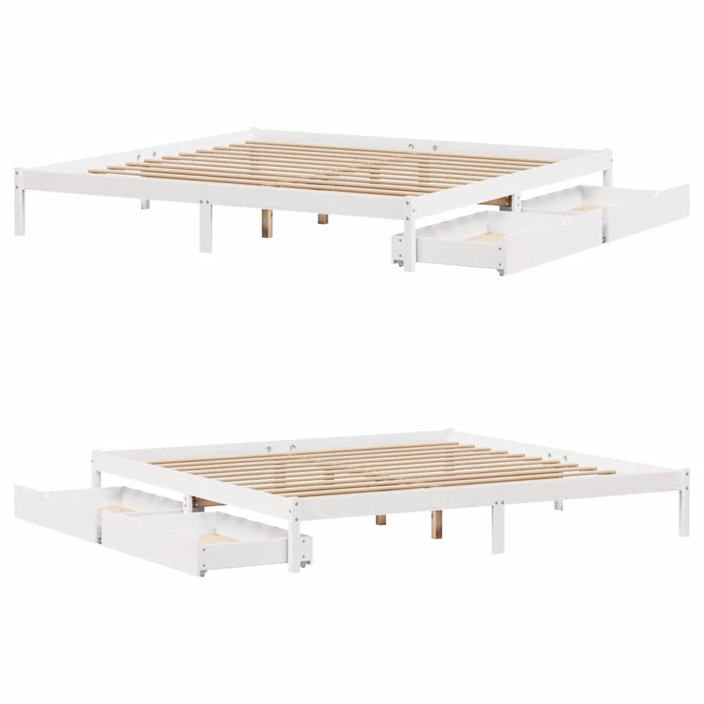 Bedframe zonder matras massief grenenhout wit 180x200 cm is nu te koop bij PeponiXL, paradijselijk wonen!