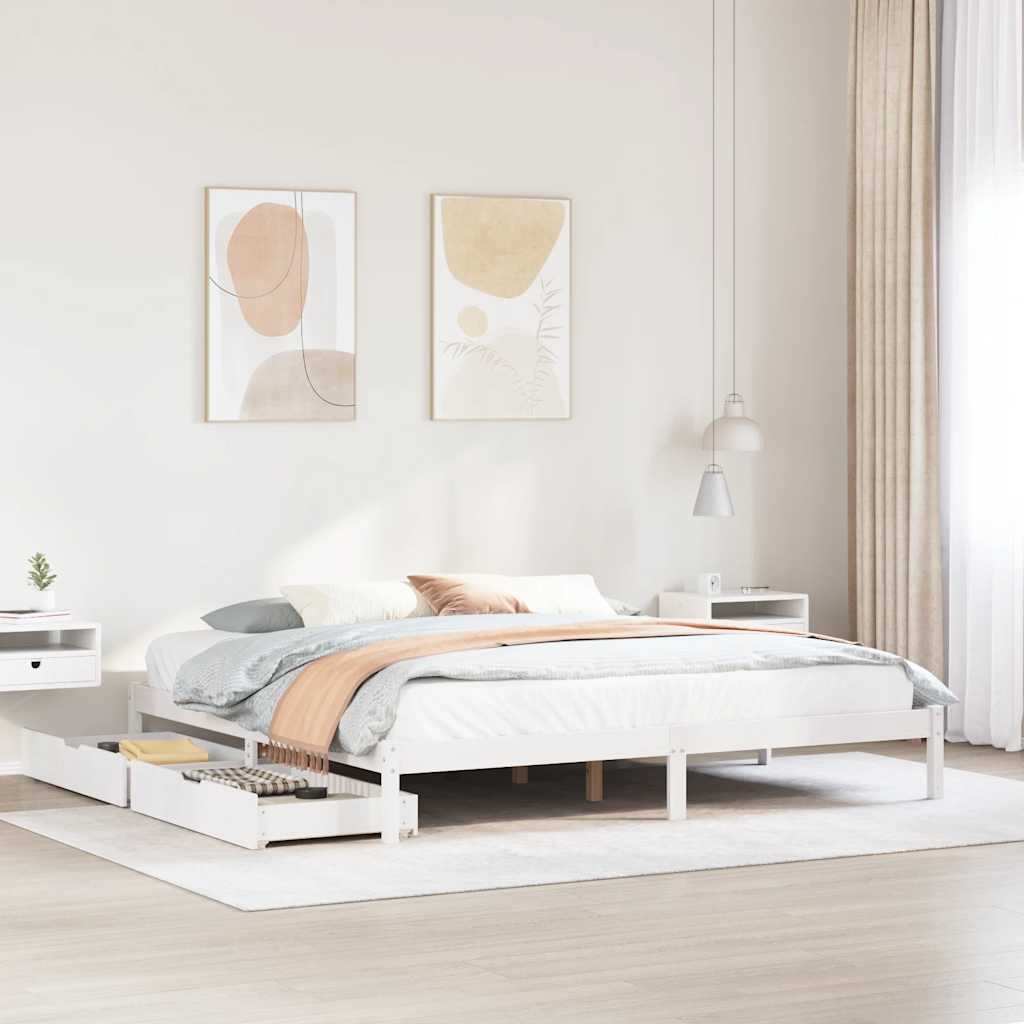 Bedframe zonder matras massief grenenhout wit 180x200 cm is nu te koop bij PeponiXL, paradijselijk wonen!