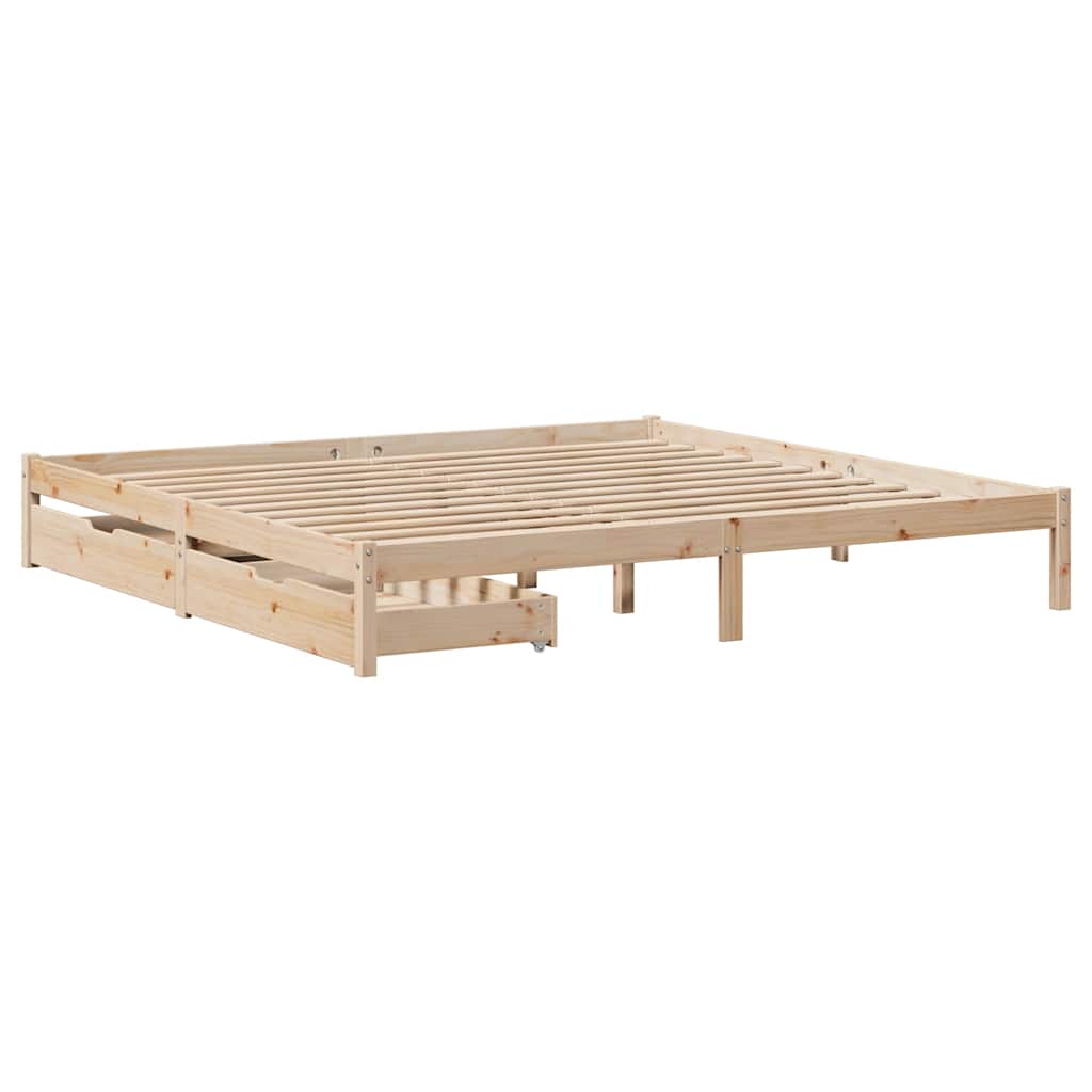Bedframe zonder matras massief grenenhout 200x200 cm is nu te koop bij PeponiXL, paradijselijk wonen!
