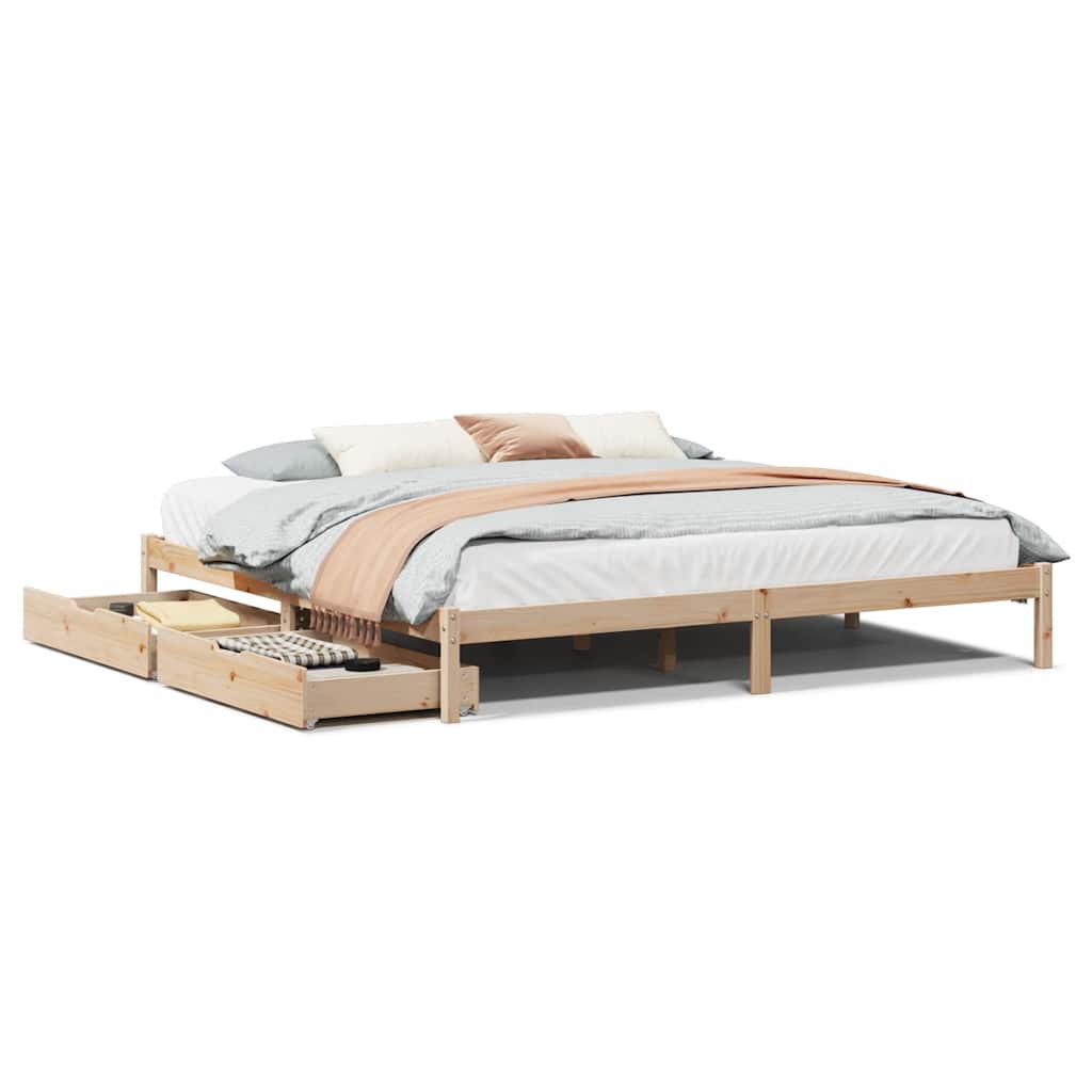 Bedframe zonder matras massief grenenhout 200x200 cm is nu te koop bij PeponiXL, paradijselijk wonen!