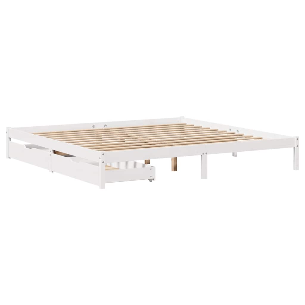 Bedframe zonder matras massief grenenhout wit 200x200 cm is nu te koop bij PeponiXL, paradijselijk wonen!