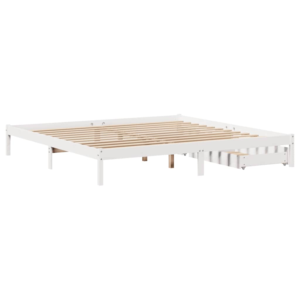 Bedframe zonder matras massief grenenhout wit 200x200 cm is nu te koop bij PeponiXL, paradijselijk wonen!