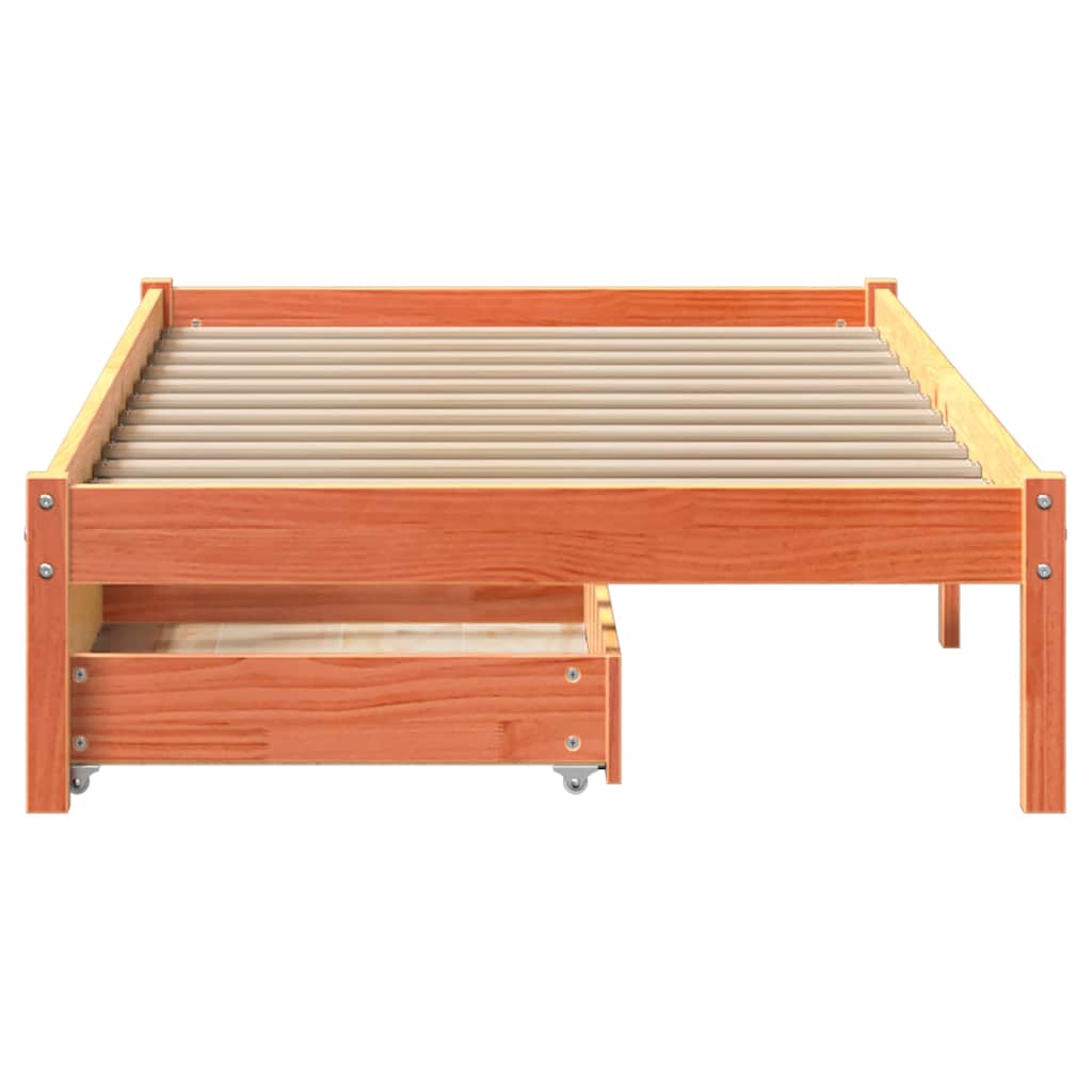 Bedframe zonder matras massief grenenhout wasbruin 75x190 cm is nu te koop bij PeponiXL, paradijselijk wonen!