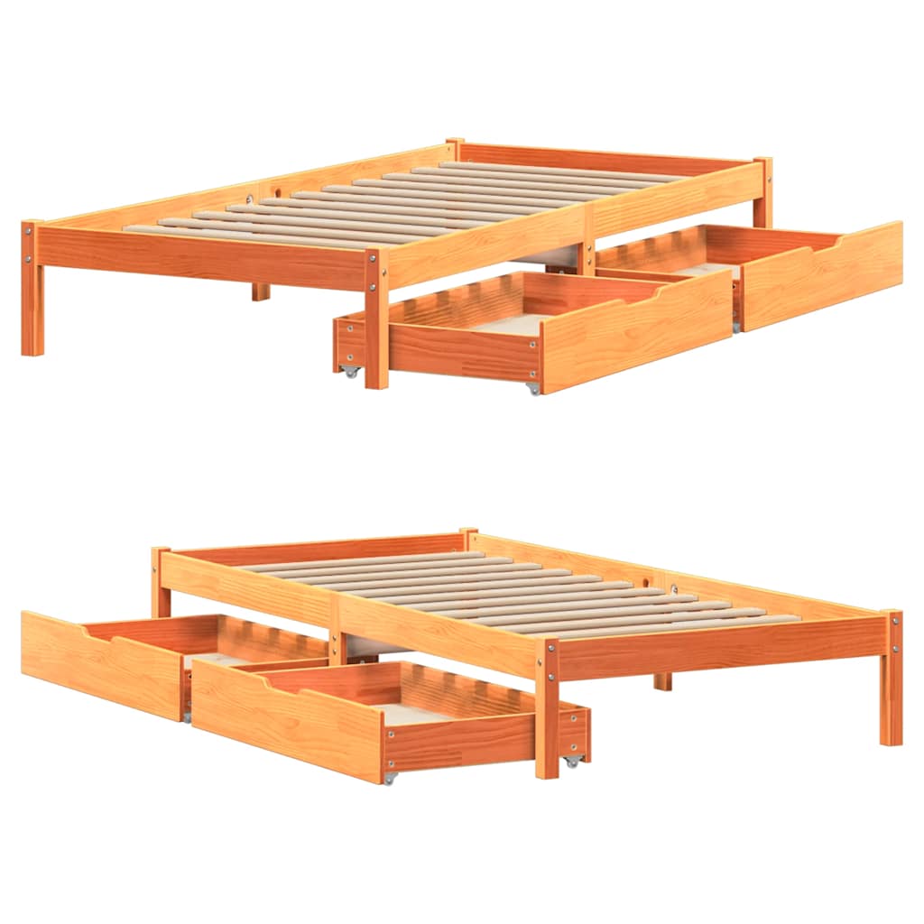 Bedframe zonder matras massief grenenhout wasbruin 75x190 cm is nu te koop bij PeponiXL, paradijselijk wonen!